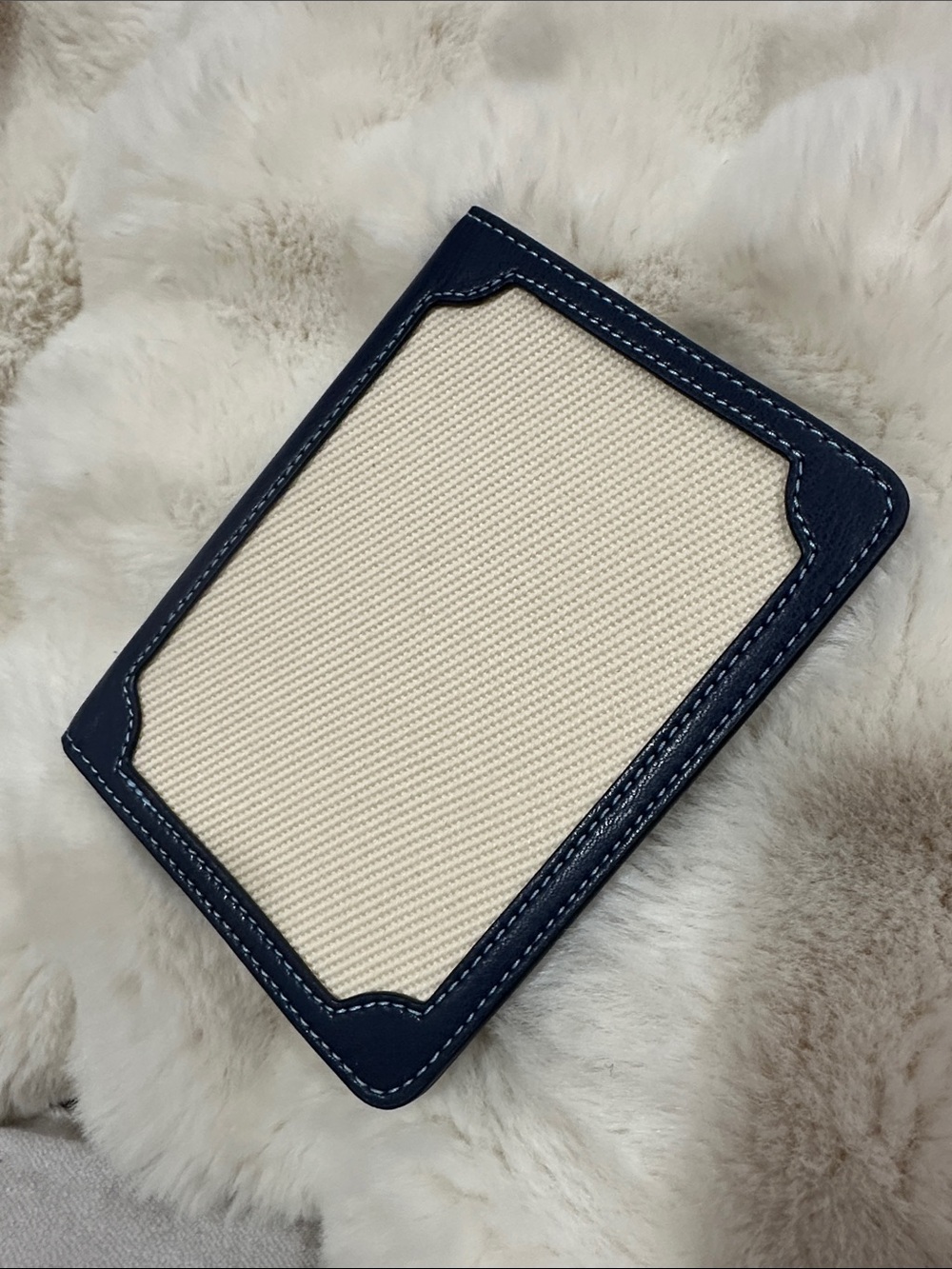 Stoney Clover Lane Navy Vegan Leather & Cream Canvas Passport Holder